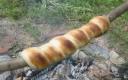 Breadstick over campfire