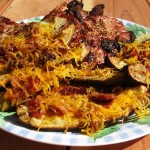 Grilled Potato Skins with Pork Chops