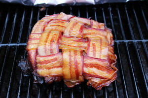 Bacon Covered Roast Almost Done