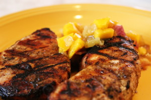 Jamaican Pork Chops with Tropical Fruit Salsa