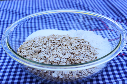 Flour, Sugar, Rolled Oats, Pecans