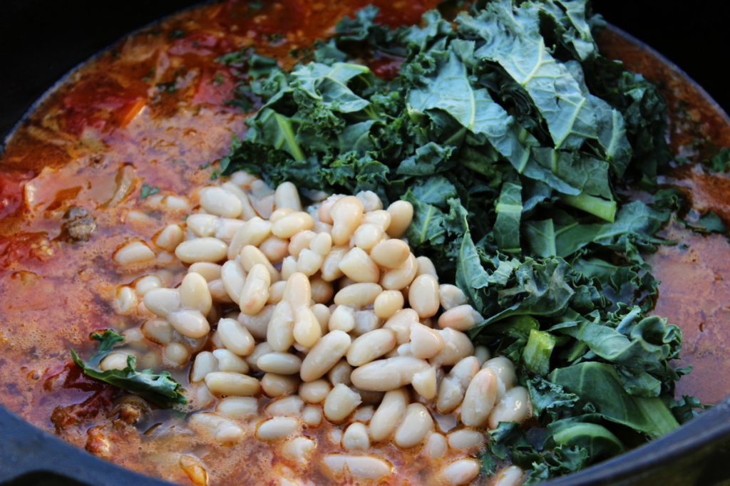 Kale and Beans added to Soup
