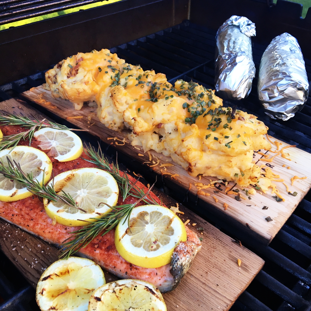 Cedar Planked Salmon and Mashed Potatoes